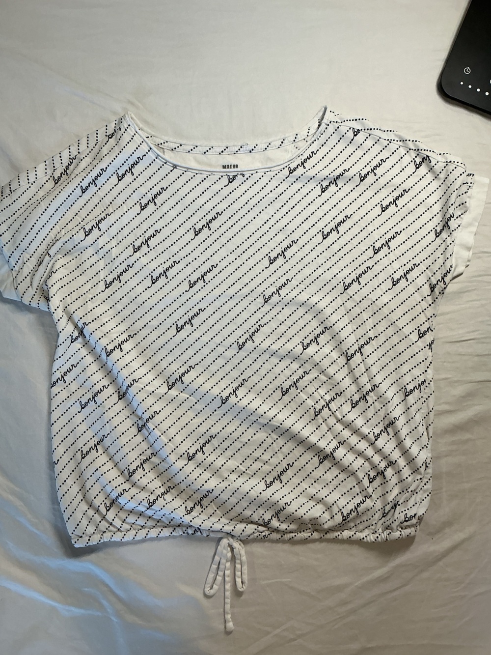 Striped 'Bonjour' Cotton Bedding Top in White and Black